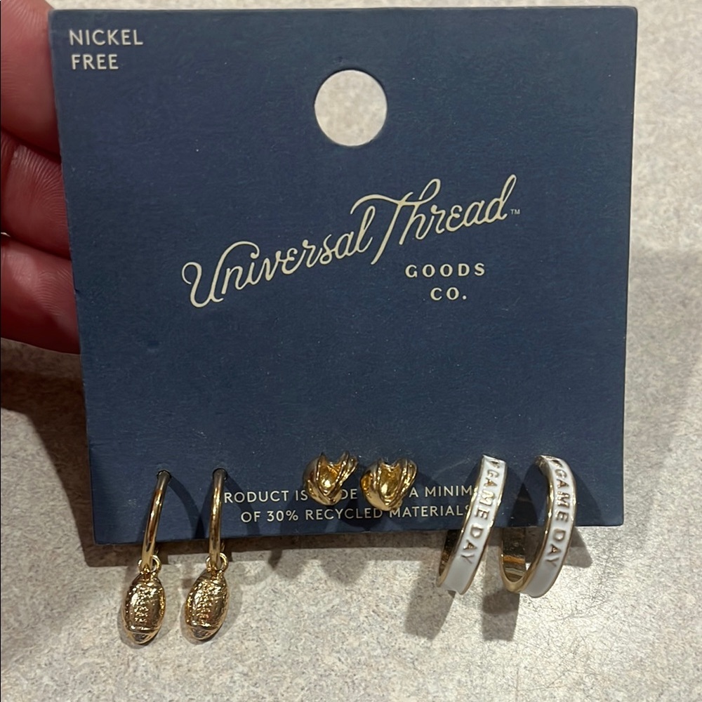 Universal Thread Gold and White Mixed Earring Set — Heart, Hoop & Dangle Styles